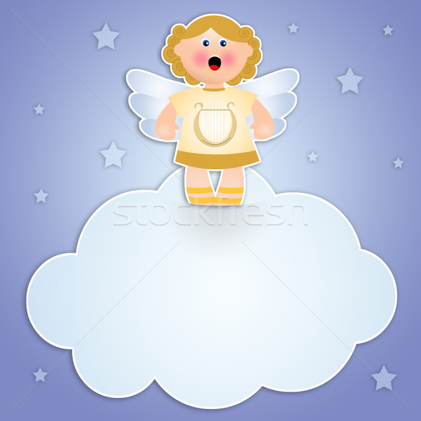 ストックフォト: 天使 · 雲 · クリスマス · 背景 · 天国 · 漫画
