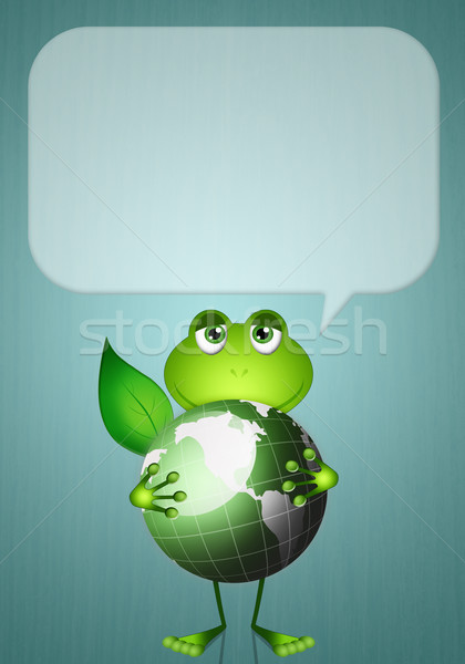 Frog with green earth Stock photo © sognolucido