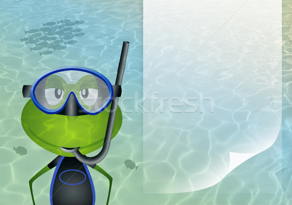 Frog with diving mask at sea Stock photo © sognolucido