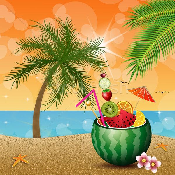 Görögdinnye koktél tengerpart gyümölcsök étel buli Stock fotó © sognolucido