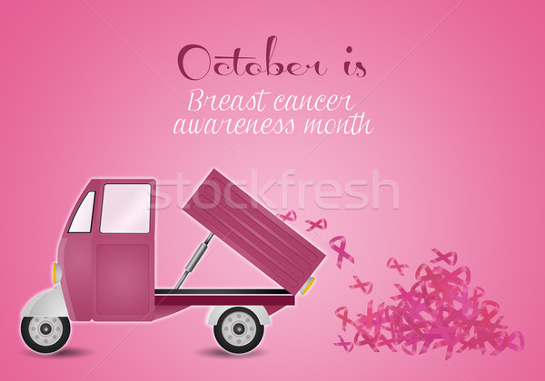 Pink van with pink awareness ribbons Stock photo © sognolucido