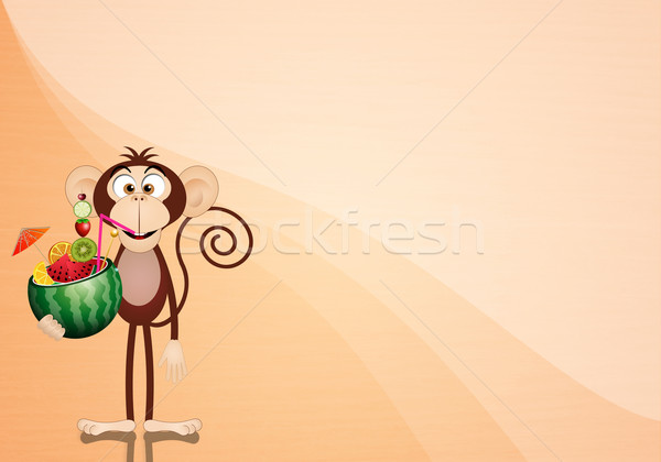 Monkey with watermelon  Stock photo © sognolucido