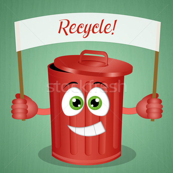 Funny red garbage bin for recycling Stock photo © sognolucido