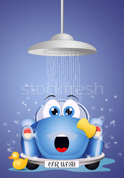 Car wash illustratie grappig auto water dienst Stockfoto © sognolucido