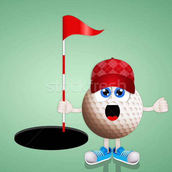Funny Golfball Illustration Flagge Sport Spaß Stock foto © sognolucido