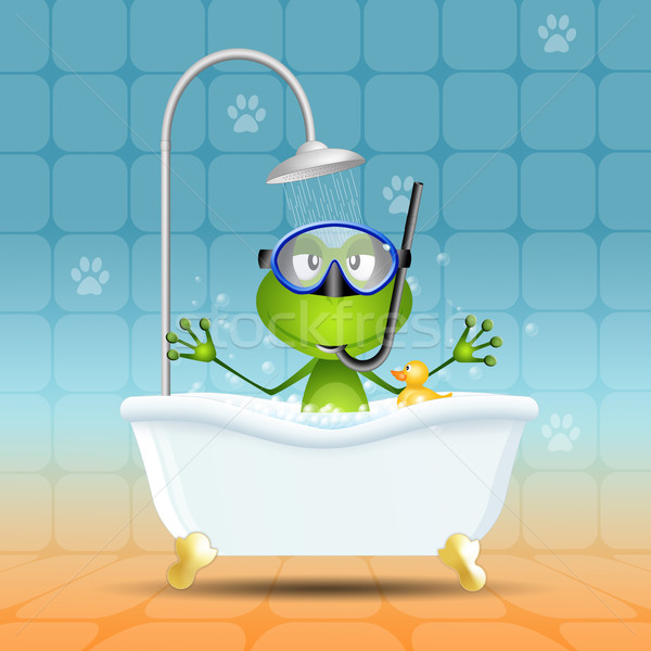 Frog with diving mask Stock photo © sognolucido