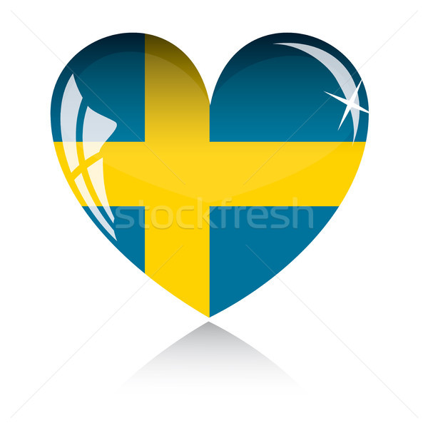 Vector corazón Suecia bandera textura aislado Foto stock © SolanD