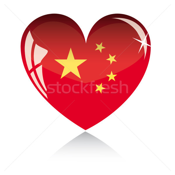 Vettore cuore Cina bandiera texture isolato Foto d'archivio © SolanD