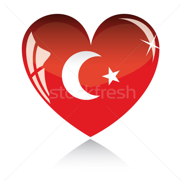 Vector corazón Turquía bandera textura aislado Foto stock © SolanD