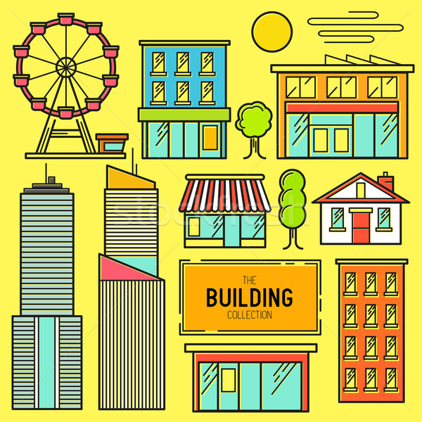 Urban building Vector Icon Set Stock photo © solarseven