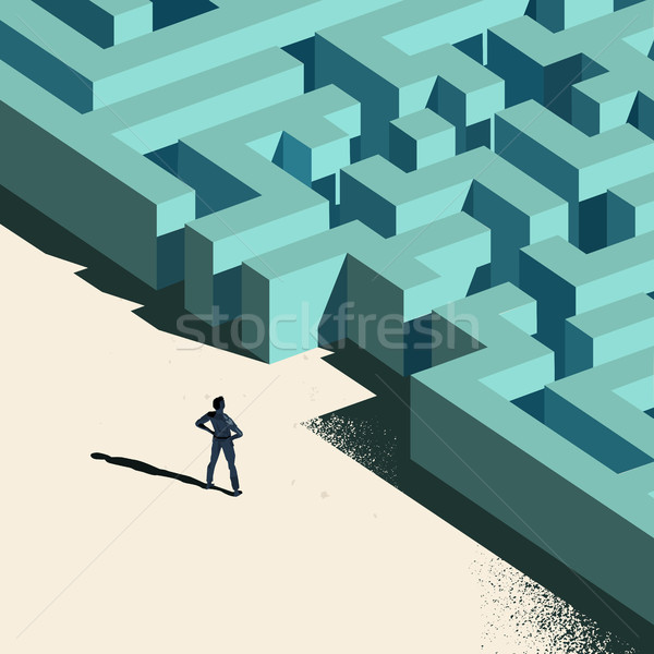 Negócio desafiar à frente labirinto pessoa em pé Foto stock © solarseven