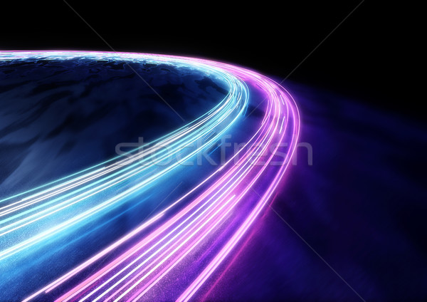 Samochodu szlak circles świetle cyan różowy Zdjęcia stock © solarseven