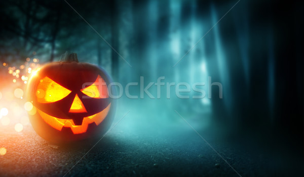 Spooky Halloween Background and Jack O Lantern Stock photo © solarseven