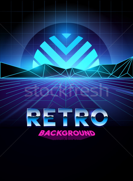 Neon Horizont Retro 80er Jahre digitalen Himmel Stock foto © solarseven