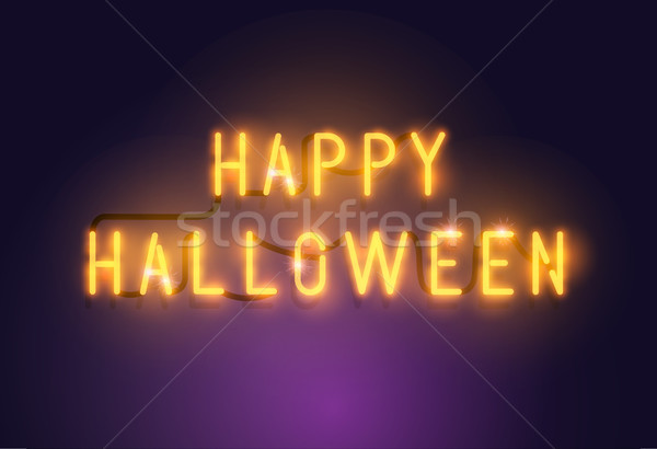 Stock foto: Glühend · neon · glücklich · Halloween · Zeichen · saisonabhängig