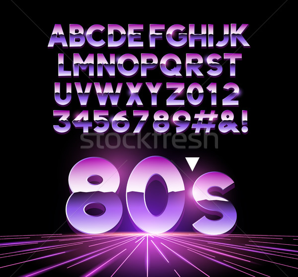 Rétro 80 lettres style 1980 brillant Photo stock © solarseven