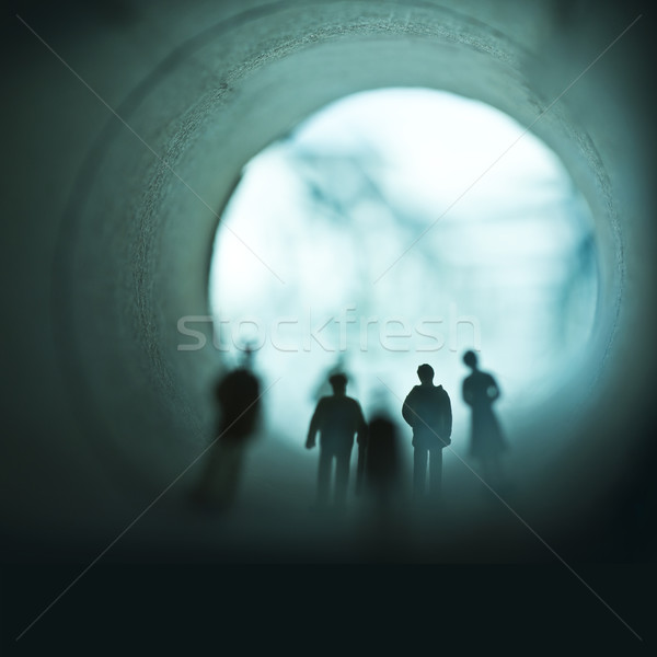 Brumeux marche travaux personnes marche tunnel Photo stock © solarseven