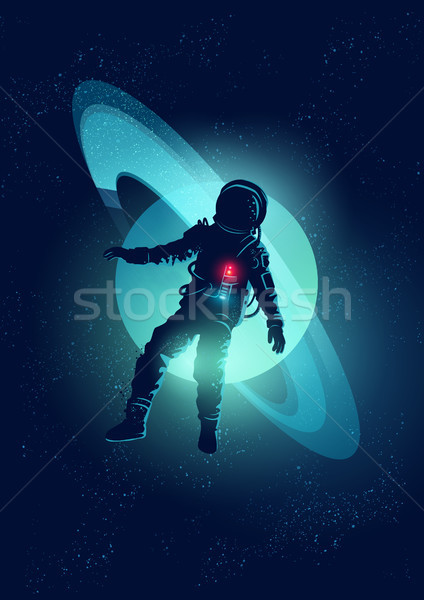 Stock foto: Astronaut · schwimmend · Raum · Design · Sternen · Nacht