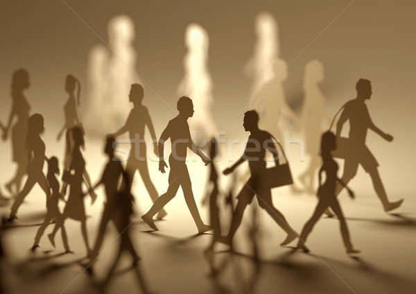 A Crowd of Busy People Walking Around Stock photo © solarseven