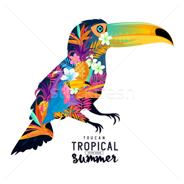 Trópusi nyár absztrakt madár különböző elemek Stock fotó © solarseven