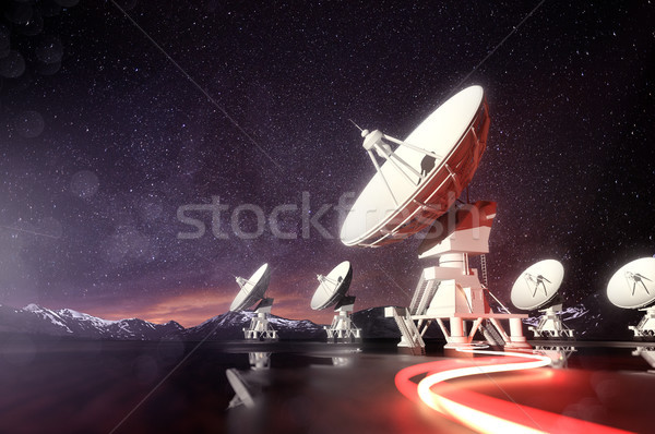Radio cautare astronomic obiecte noapte ilustrare 3d Imagine de stoc © solarseven