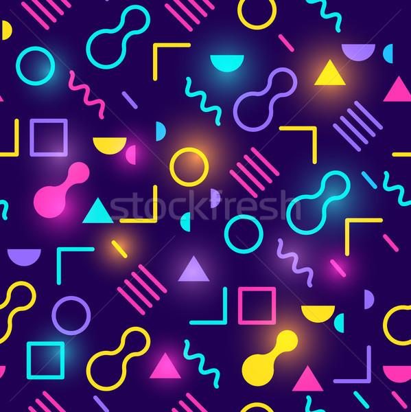 Neon Glowing Retro Seamless Pattern Stock photo © solarseven