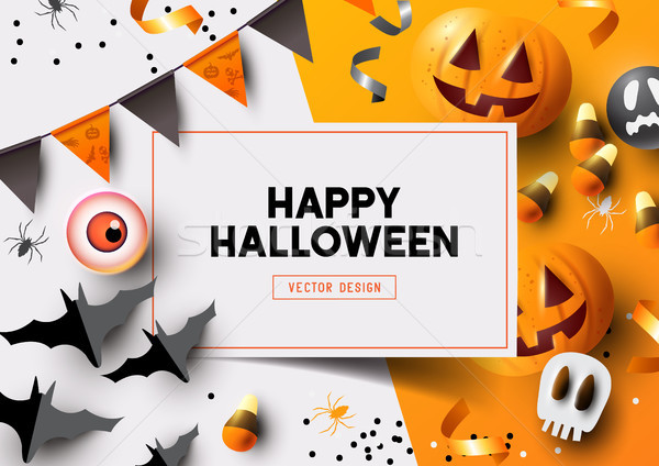 Jesienią halloween strony etykiety zaproszenie Zdjęcia stock © solarseven