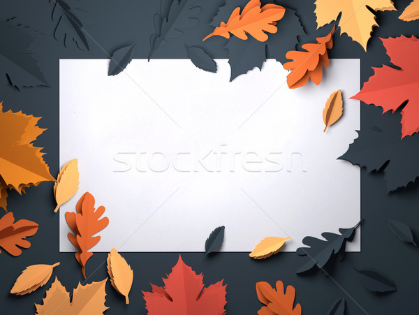 Paper Art - Autumn Fall Leaves Background Stock photo © solarseven