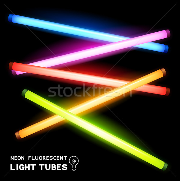 Neon fluoreszkáló fény csövek vektor csíkok Stock fotó © solarseven