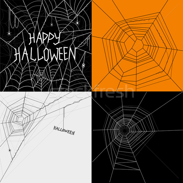 Sammlung Halloween Spinnen Seide scary Dekoration Stock foto © solarseven