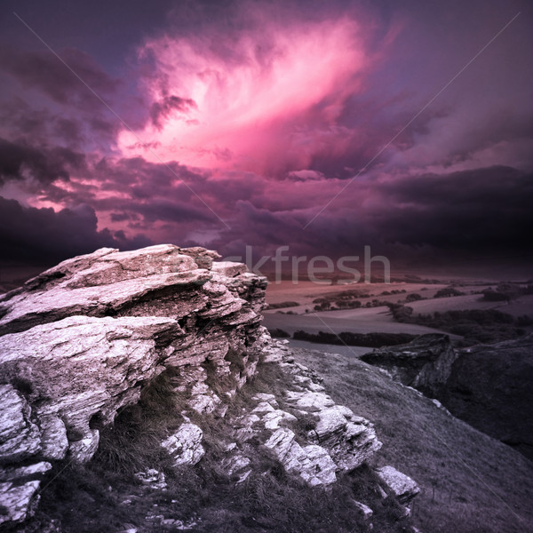 Wieczór burzy nierówny naturalnych krajobraz Zdjęcia stock © solarseven