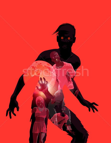 Zombie dublu expunere ilustrare mananca mort Imagine de stoc © solarseven