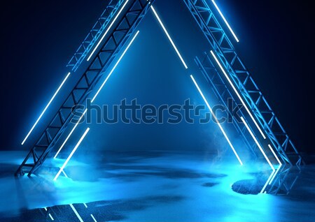 Stock photo: Futuristic Stage And Blue Lighting