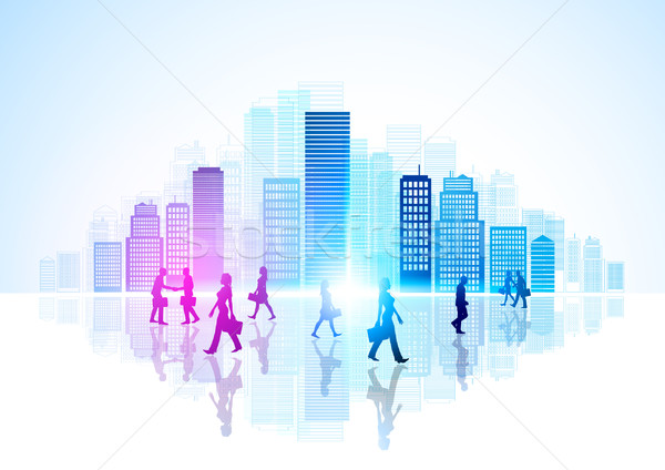 Städtischen Stadt Leben Wolkenkratzer Arbeitnehmer Business Stock foto © solarseven