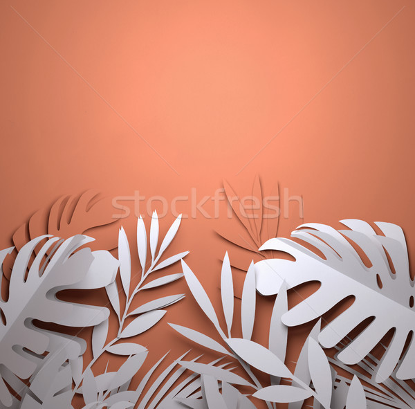 Paper Art - Summer Palm Leaves Stock photo © solarseven