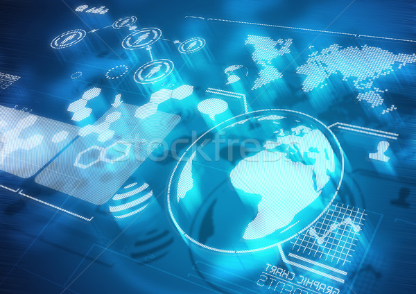 Globális kommunikáció modern képernyő diagramok üzlet technológia Stock fotó © solarseven