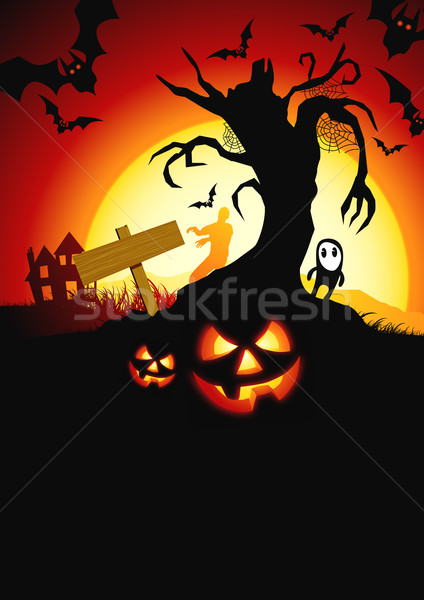 Zdjęcia stock: Halloween · scary · wektora · drewna · tle · podpisania