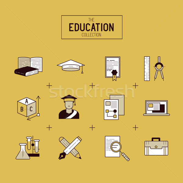 Education Vector Icon Set Stock photo © solarseven