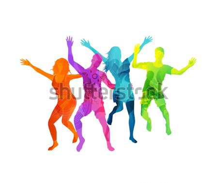 [[stock_photo]]: Couleur · pour · aquarelle · sautant · amis · été · vecteur · groupe