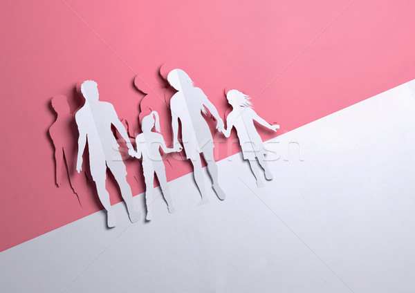 Paper Art - Happy Family Holding Hands Stock photo © solarseven