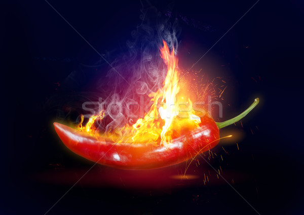 Stock fotó: Robbanékony · forró · chili · piros · tűz · chilipaprika