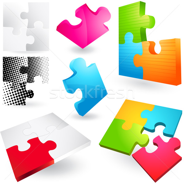 Ikona kolekcja puzzle zabawki link Zdjęcia stock © solarseven