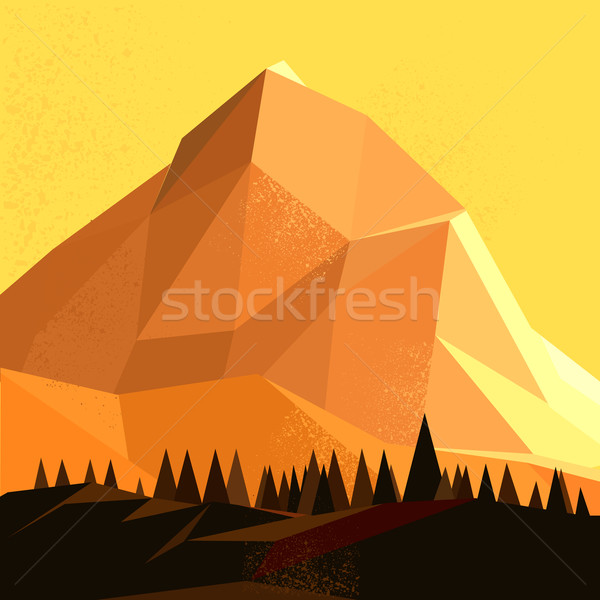 ストックフォト: 低い · ベクトル · 山 · 風景 · 空 · 紙