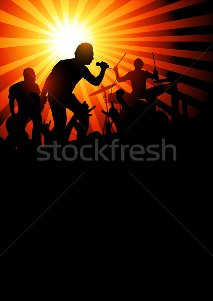 Bant müzik oynama kalabalık fanlar vektör Stok fotoğraf © solarseven