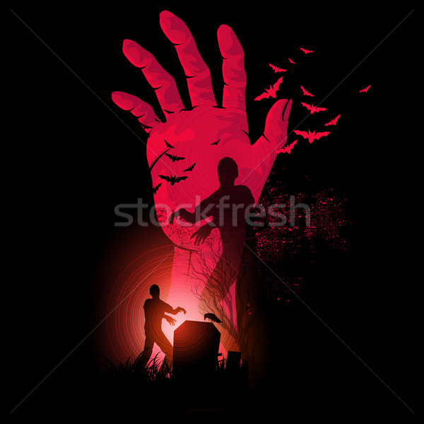 Zombi éjszaka kéz emelkedő felfelé sétál Stock fotó © solarseven