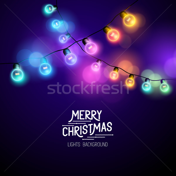 Karácsony tündér fények szezonális díszítések színes Stock fotó © solarseven