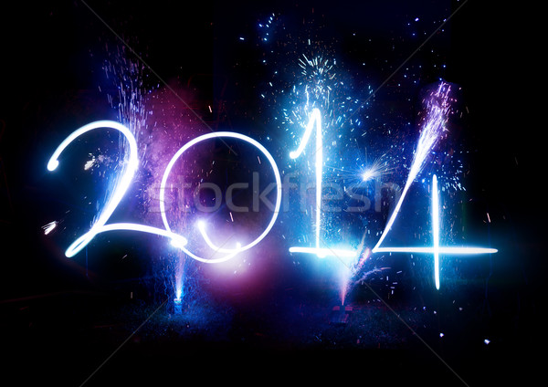 Happy New Year 2014 Fireworks Stock photo © solarseven