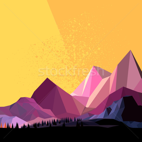 Niski wektora górskich krajobraz niebo papieru Zdjęcia stock © solarseven