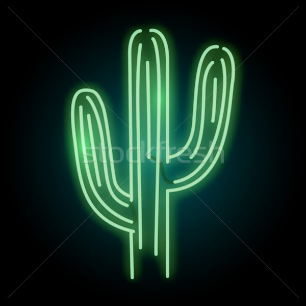 Neon Glowing Cactus Plant Light Sign Stock photo © solarseven