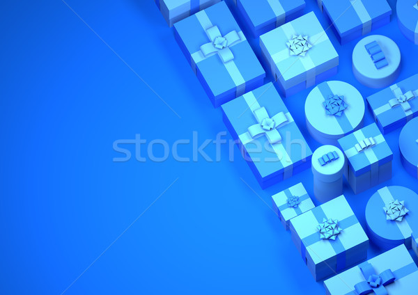 Blue Rows of Christmas Presents Stock photo © solarseven
